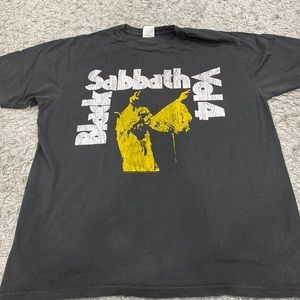 Faded Black Sabbath Graphic Band Tee - Black & Yellow